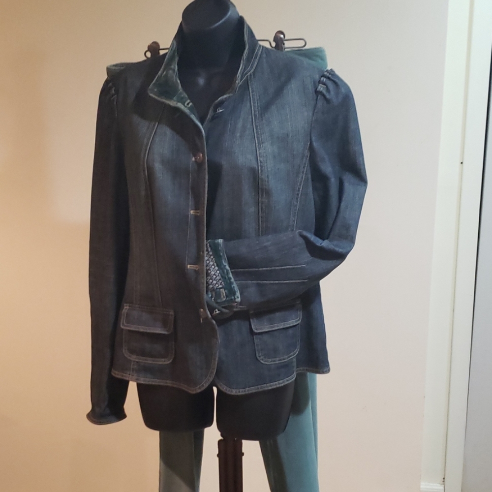 Tahari military denim jacket